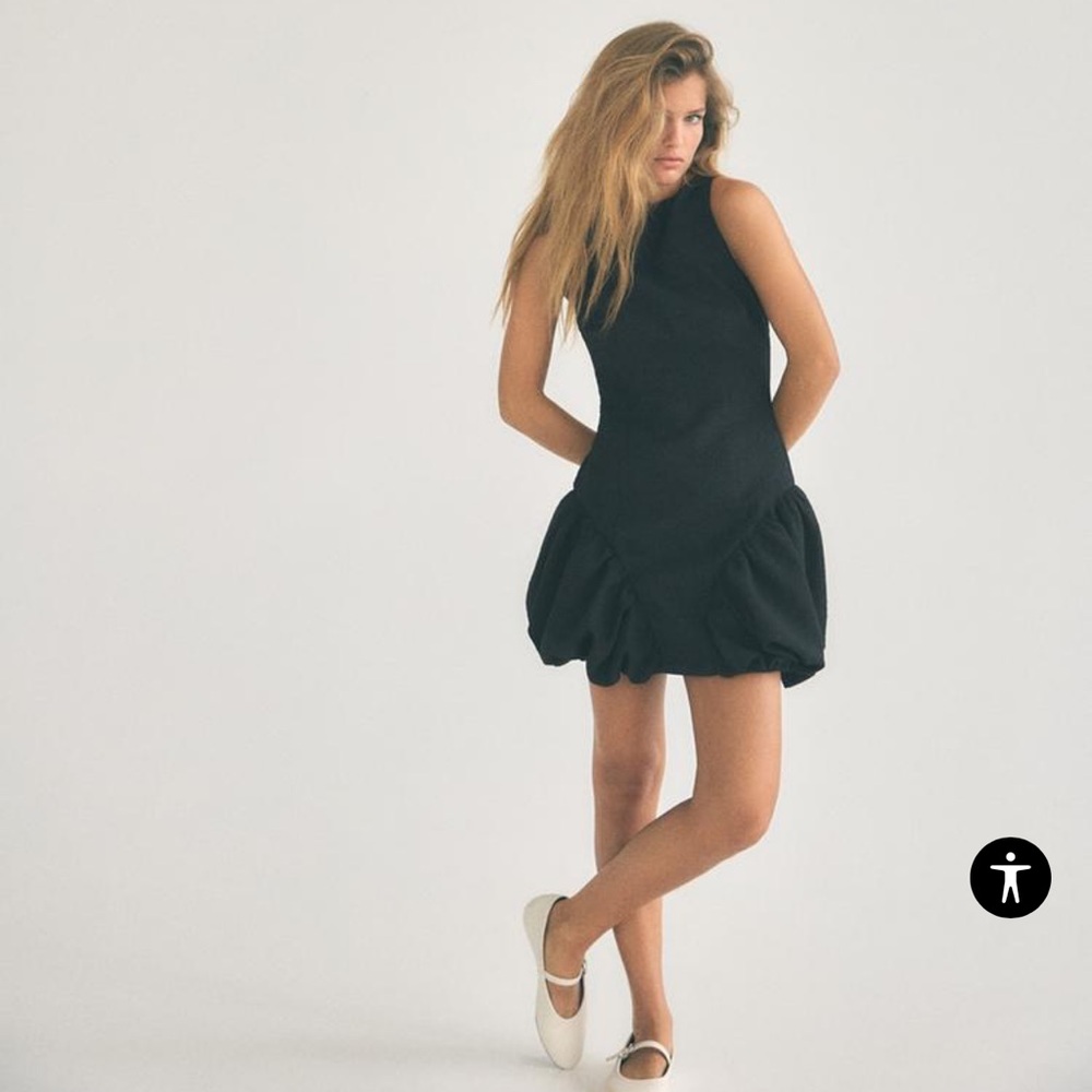 Zara VOLUMINOUS SHORT Ballon DRESS Size Small NWT